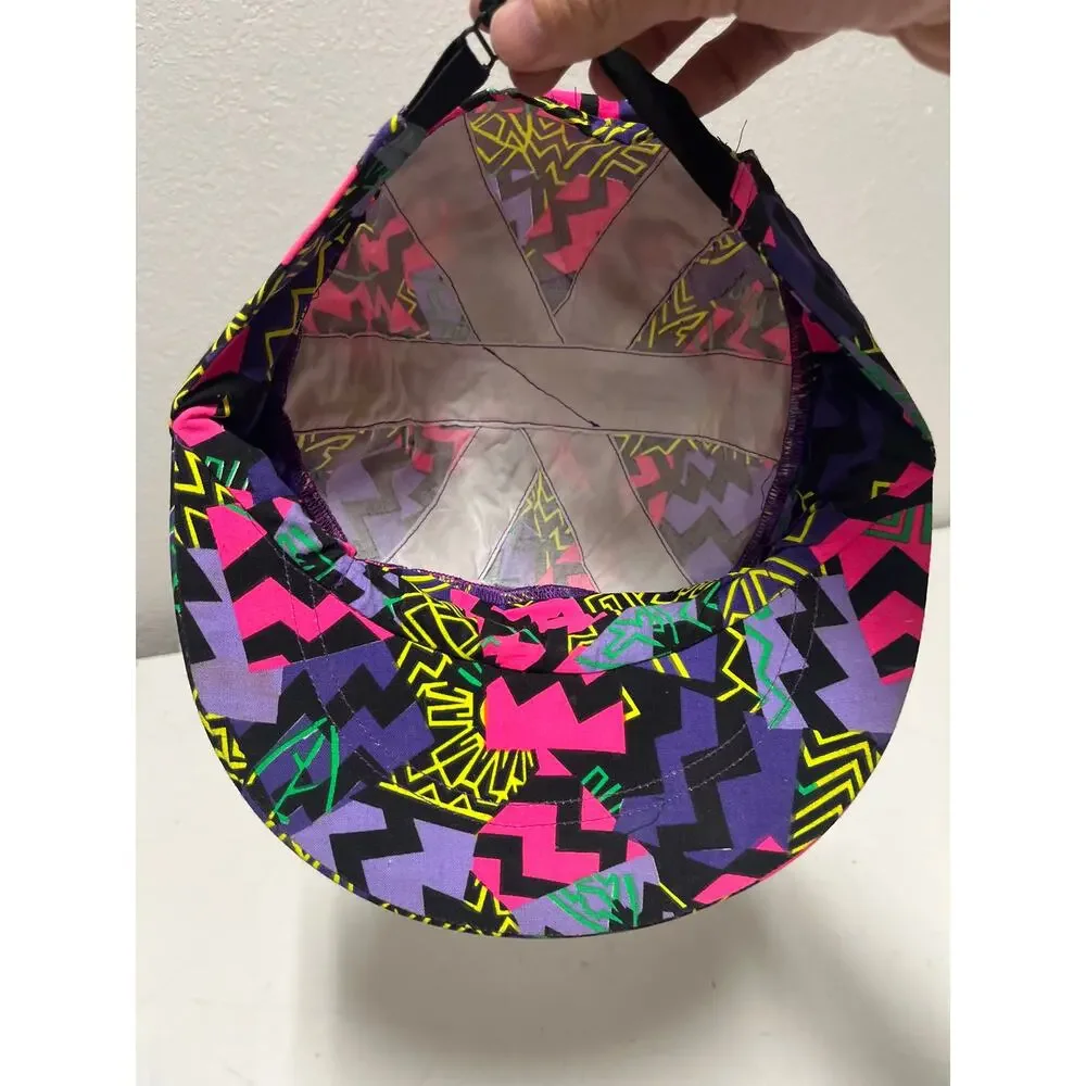 Unbranded 80's 90's Retro Geometric Purple Adjustable Strapback Hat Cap